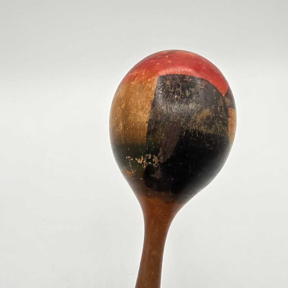 Vintage Single Wooden Wood Hand Painted Maracas - Picture 6 of 8